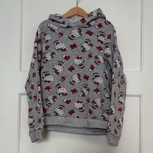 Gray Hello Kitty Girls 7/8 Hoodie Holiday Christmas Santa